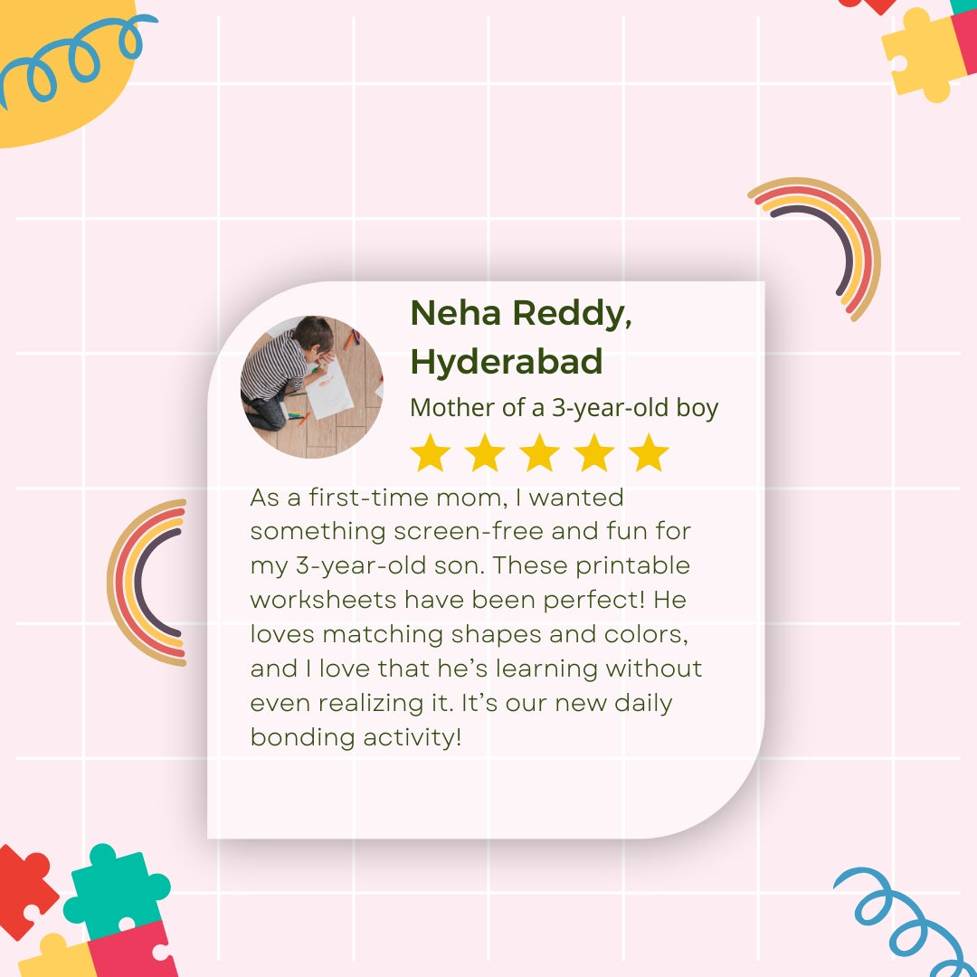 Early Learner Worksheets for Pre-KG (Age 3) β Fun Activities in Phonics, Numbers, GK, Coloring & More | Printable PDF