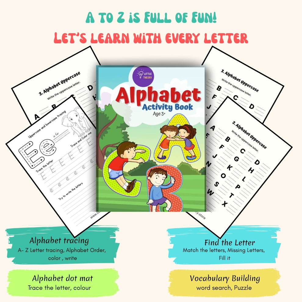 Little Learners Workbook Combo – (Ages 2+) Pre-KG Alphabet Skills + Early Learning + Brain Boosters | 3-in-1 Printable PDF Bundle