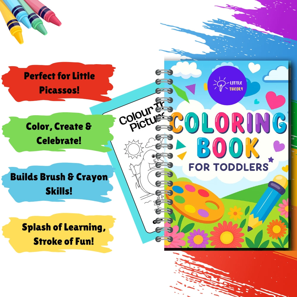 Coloring Book for Kids – Pre-KG (Age 2+) | Explore Colors, Creativity & Fun Learning | Printable PDF