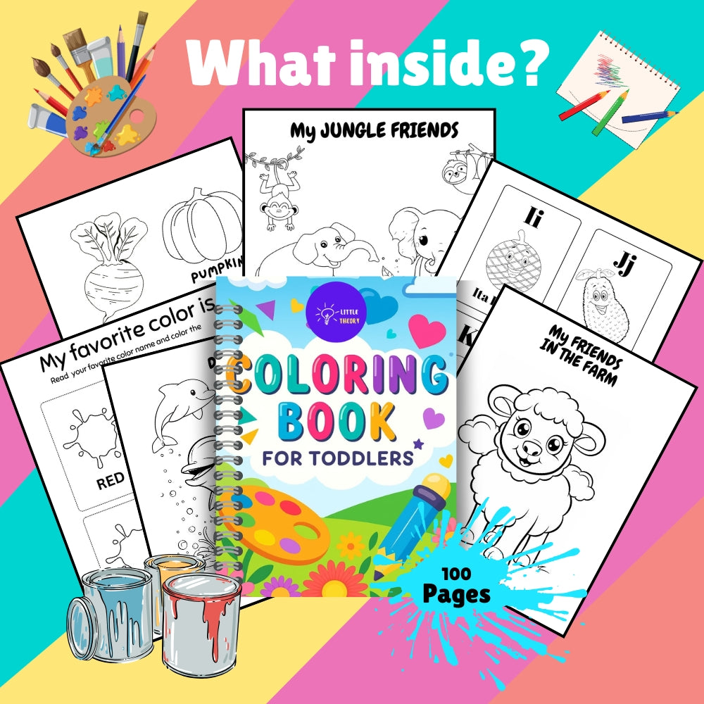 Coloring Book for Kids – Pre-KG (Age 2+) | Explore Colors, Creativity & Fun Learning | Printable PDF