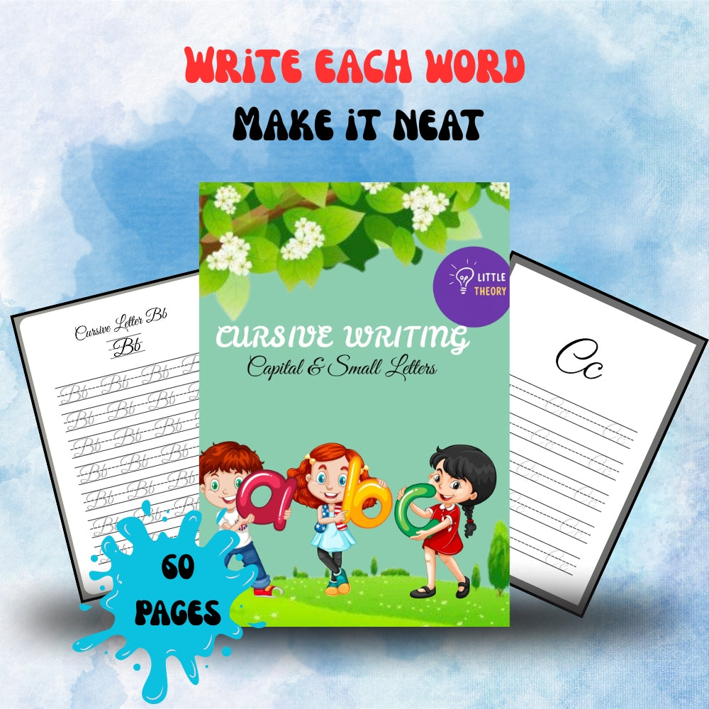 Cursive Writing Workbook for Kids – Capital & Small Letters (Age 3+) | Learn to Write in Style | Printable PDF